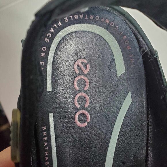 Ecco Black Nubuck Speed Lace Up Flat Sandals Size EU 39 US 8 - Picture 6 of 8